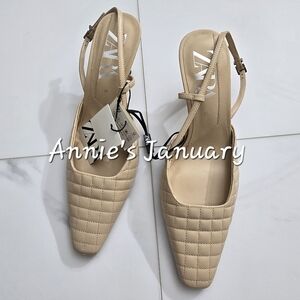 ZARA Leather Sandals(Beige, US 7.5, 8/EUR 38, 39)